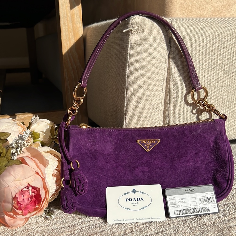 RARE Prada Purple Suede Shoulder Bag